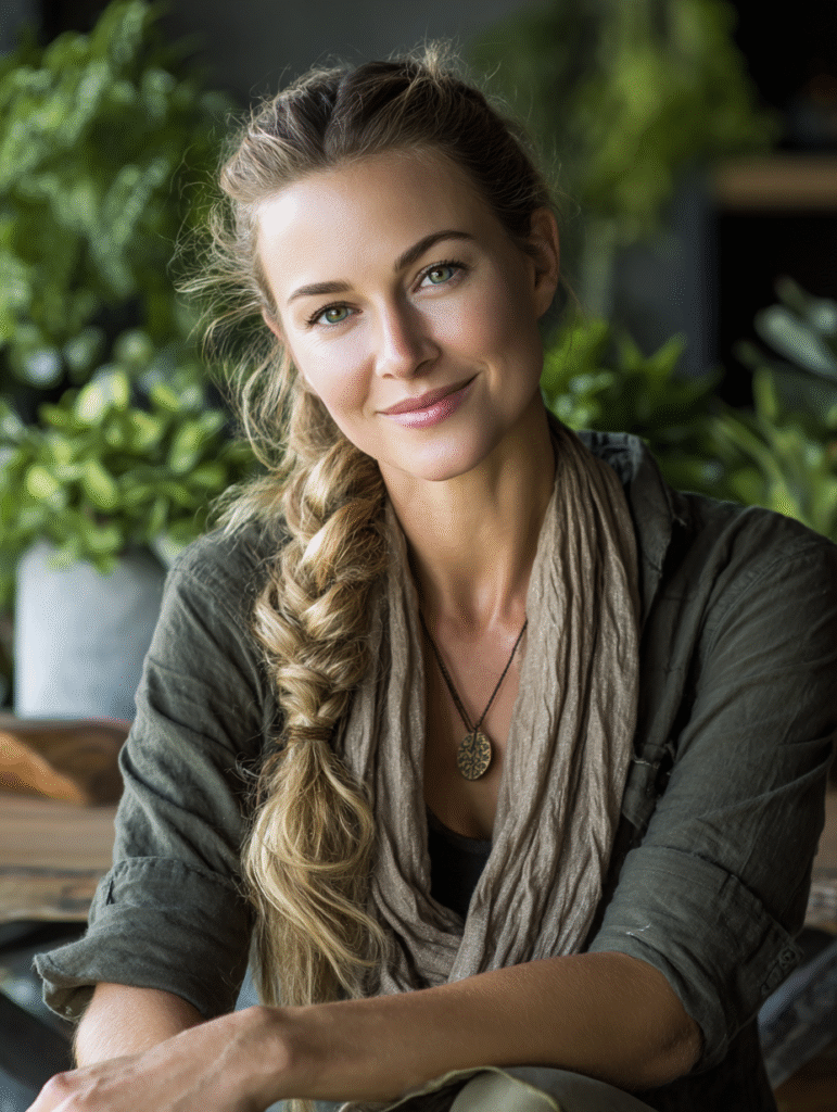 Emma Green, indoor plant expert with green plants background