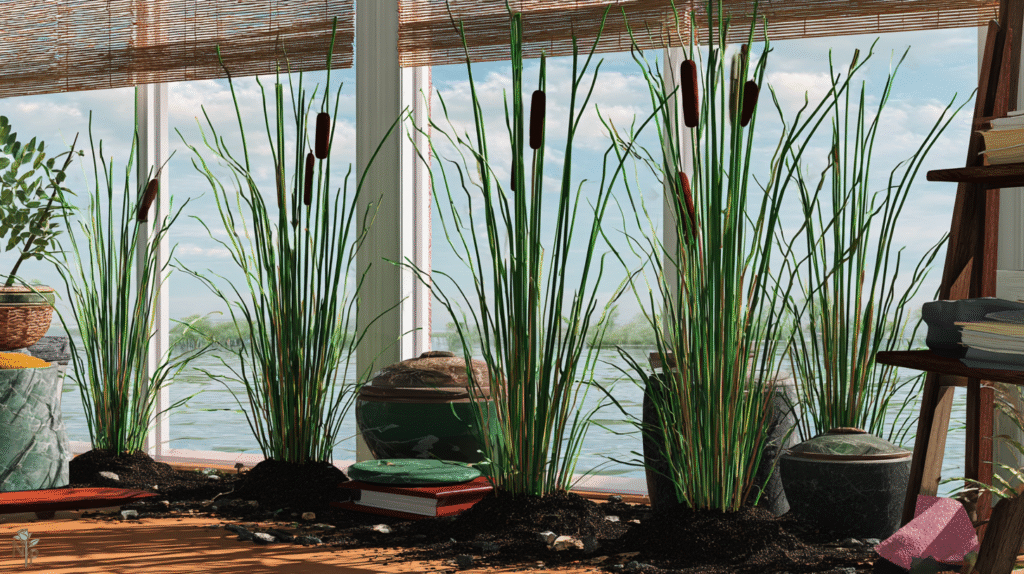 Cat tail plant in a container with standing water