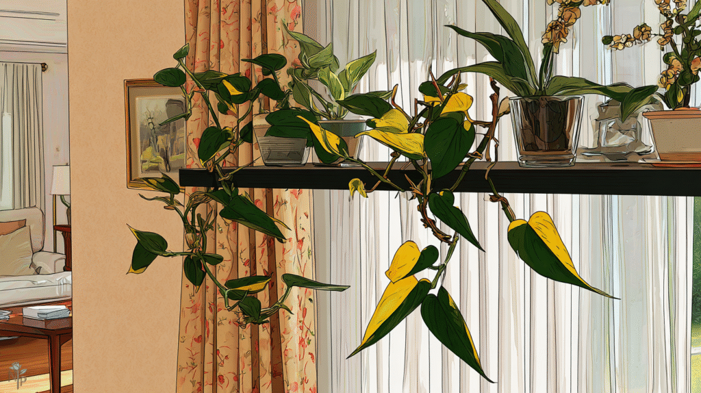 Beginner-friendly philodendrons including Heartleaf, Brazil, and Green Congo on a sunny indoor shelf
