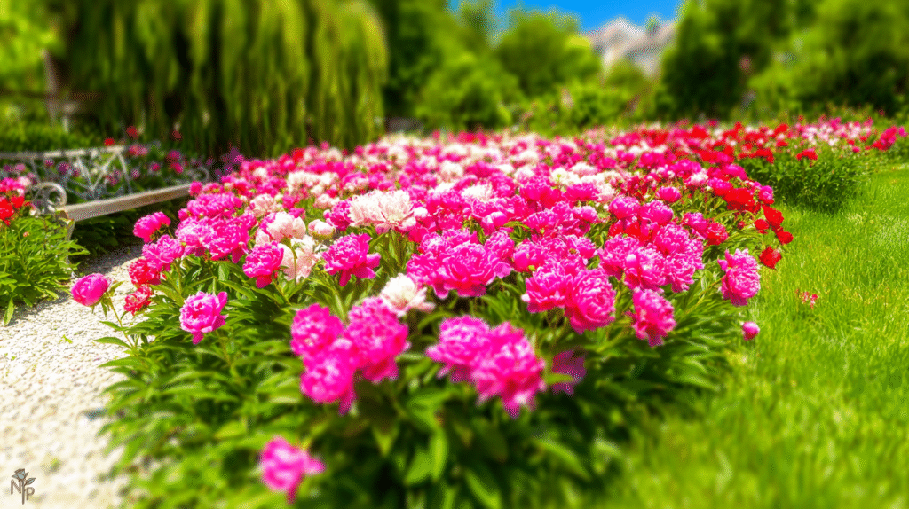 Vibrant peony flower in full bloom
