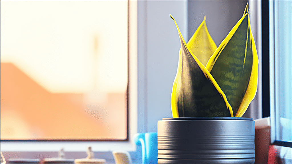 Healthy indoor plant in a cozy, sunlit room near a window