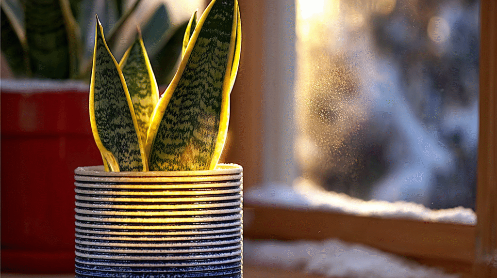 Healthy indoor plant in a cozy, sunlit room near a window